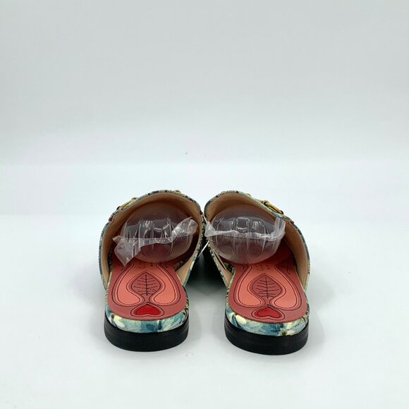 Gucci Multi-Color Logo Monogram Full-Print Horsebit Flat Slide Sandals - Picture 4 of 8